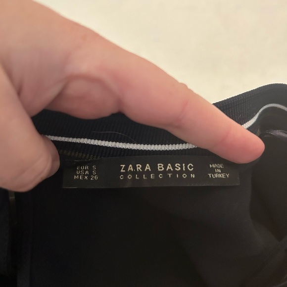 Zara black short sleeve jumpsuit white olive stripe - Picture 11 of 11